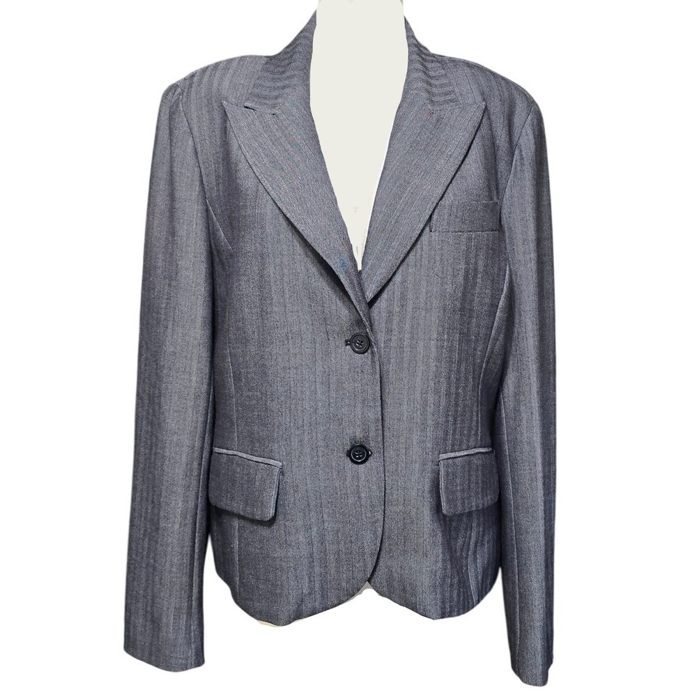 $120 MICHAEL KORS Womens Classic Blazer Gray 2 Button Suit Jacket herringbone 16